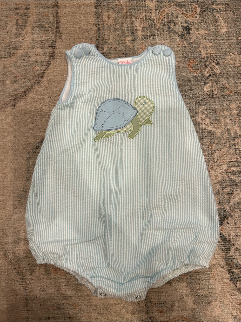 Striped Light Blue Baby Romper